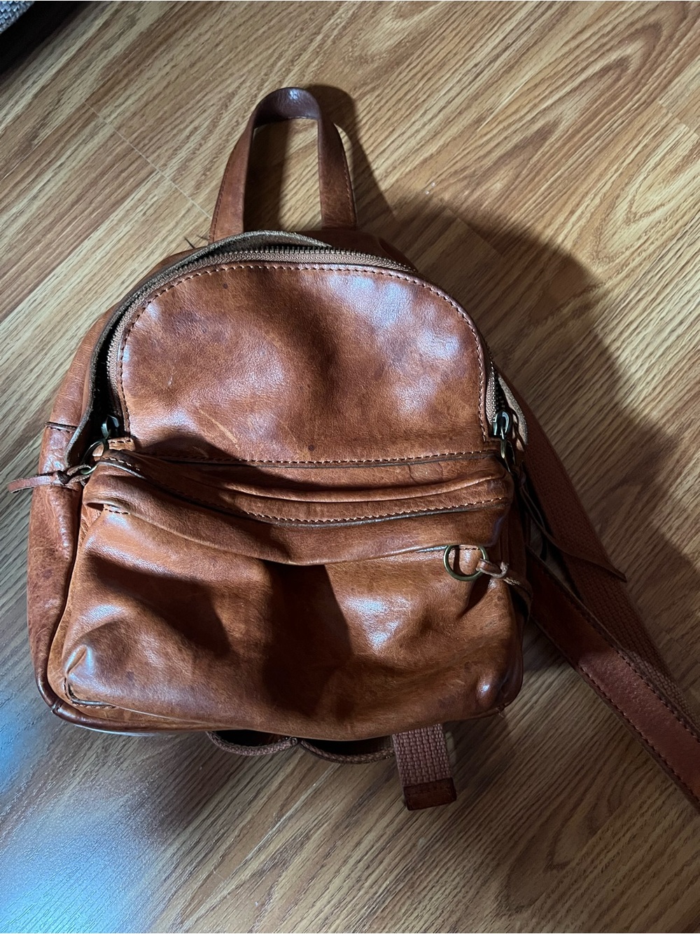 Madewell Small Leather Backpack in Cognac Brown